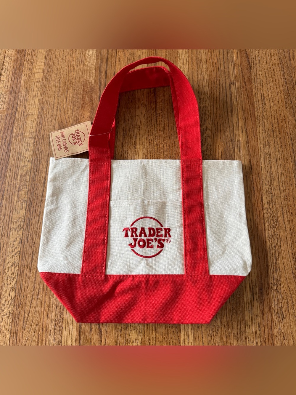 NWT Trader Joe's Red Mini Canvas Tote Bag | Limited Edition